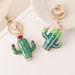 Nuovo portachiavi in lega di stile fresco a forma di cactus con strass, decorazione fatta a mano con strass per borse da donna_voghion.com