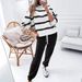 Women's Casual Striped Sweatsuit Set – Long Sleeve Hoodie & Jogger Pants, Winter 2025 Trendy Two-Piece Outfit (Multiple Colors)_voghion.com