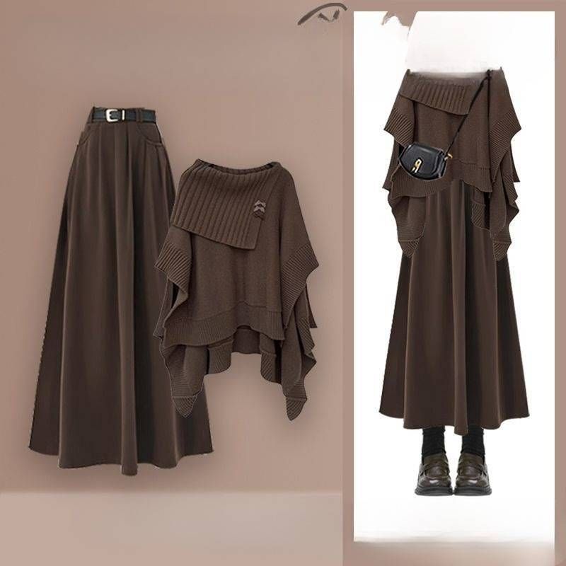 Vêtements pour femmes Costume d'hiver pour femmes nouveau style coréen pull tricoté polyvalent tempérament jupe slim costume deux pièces_voghion.com