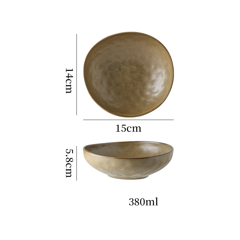 Retro Stoneware Ceramic Tableware Restaurant Hotel Business Dessert Bowl Soup Bowl Pasta Bowl High Value Kiln Change Bowl_voghion.com