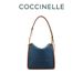 COCCINELLE's Vanessa Jeans Denim Tote Shoulder Bag, Blue Fabric With Brown Leather Trim, Stylish & Practical For Daily Use_voghion.com