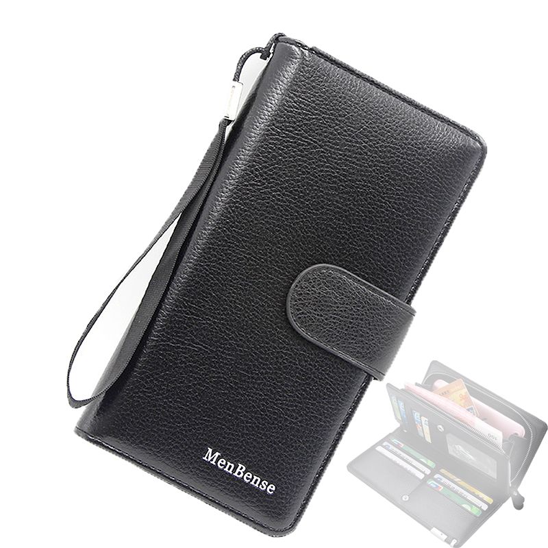 Handväska för män Plånbok Casual Lång mobiltelefonväska Mode Företag Portefeuille Homme Dragkedja Clutch Plånbok herrplånbok_voghion.com