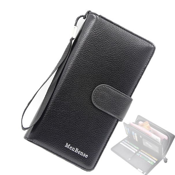 Handväska för män Plånbok Casual Lång mobiltelefonväska Mode Företag Portefeuille Homme Dragkedja Clutch Plånbok herrplånbok_voghion.com