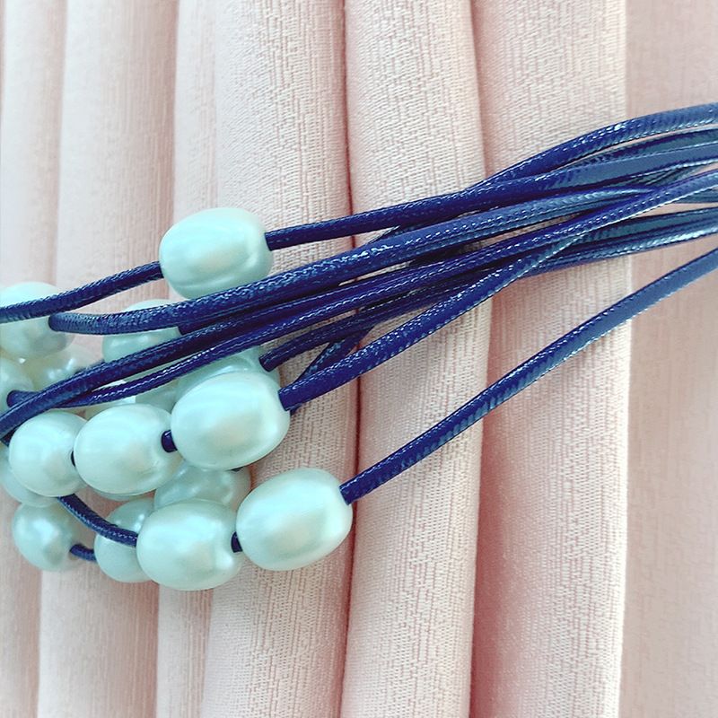 Embrasses de rideaux élégantes en perles – Embrasses de rideaux réglables en plastique minimalistes sans perçage (lot de 2, plusieurs couleurs)_voghion.com