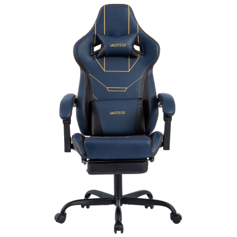Gaming Stuhl Ergonomisch Gaming Chair Bürostuhl Mit Fußstütze Racing Computerstuhl Höhenverstellbar Gepolstert Computerstuhl Lendenwirbelstütze Blau_voghion.com