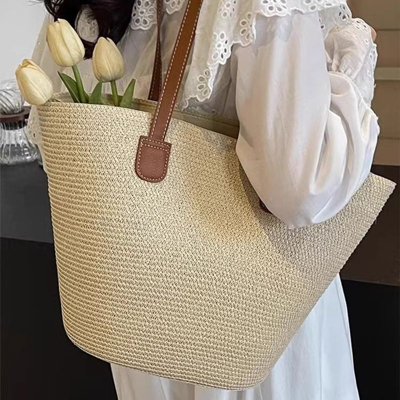 Borsa a tracolla da spiaggia di alta qualità, grande capacità, in paglia intrecciata, 2025, per pendolari_voghion.com