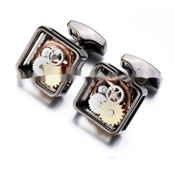 High quality square gear men's movement buttons French shirt cufflink cufflinks_voghion.com