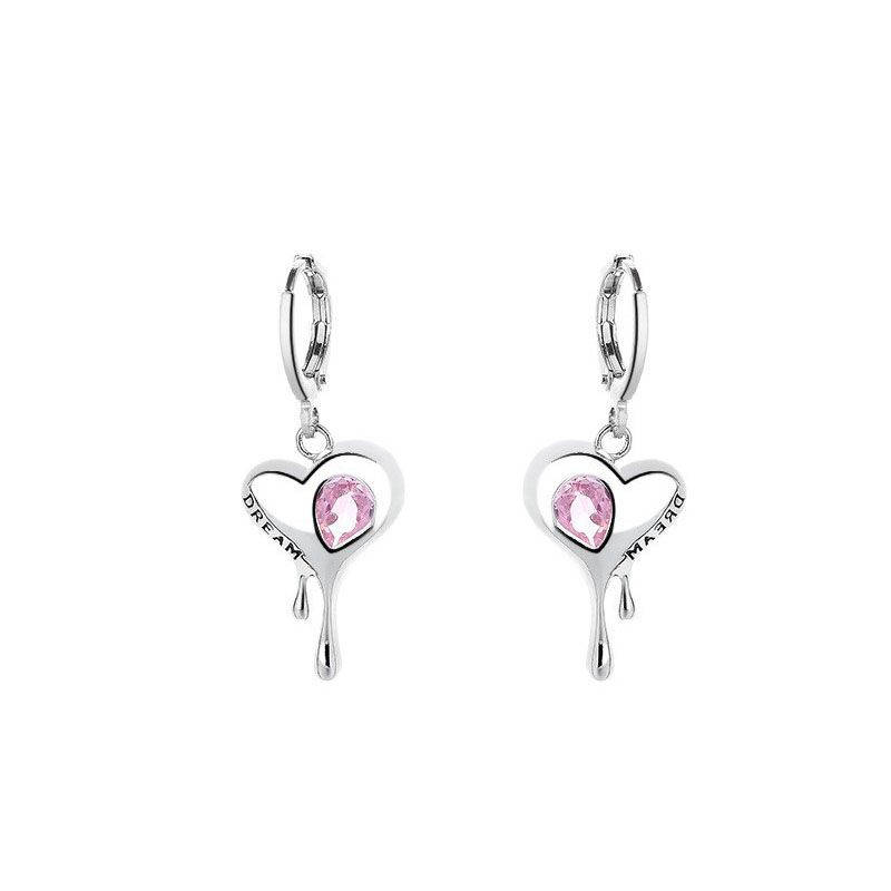Sterling Sier VENUS Fahion Irregular Pink Zircon Lava Heart Earring Ladie Peronality Heart Earring Jewelry_voghion.com