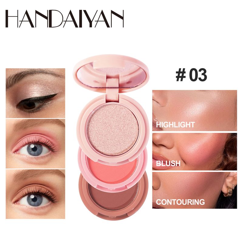 Neue 3 In 1 Matte Highlighter Contouring Blush Palette Pearly Shiny Lidschatten Multifunktionale Gesicht Make-Up-Palette Weibliche Kosmetik_voghion.com