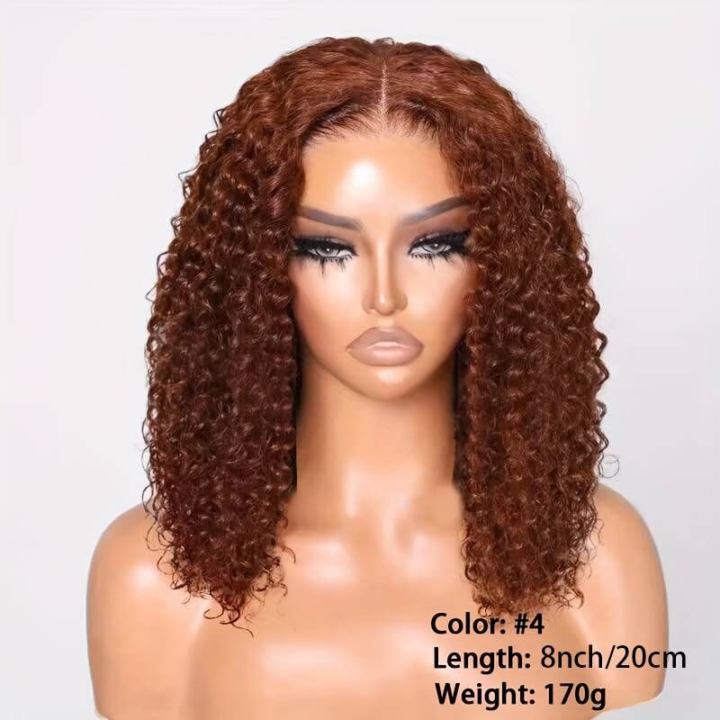 13*4 lace human hair hood 100% human hair water wave perm curly hair brown_voghion.com