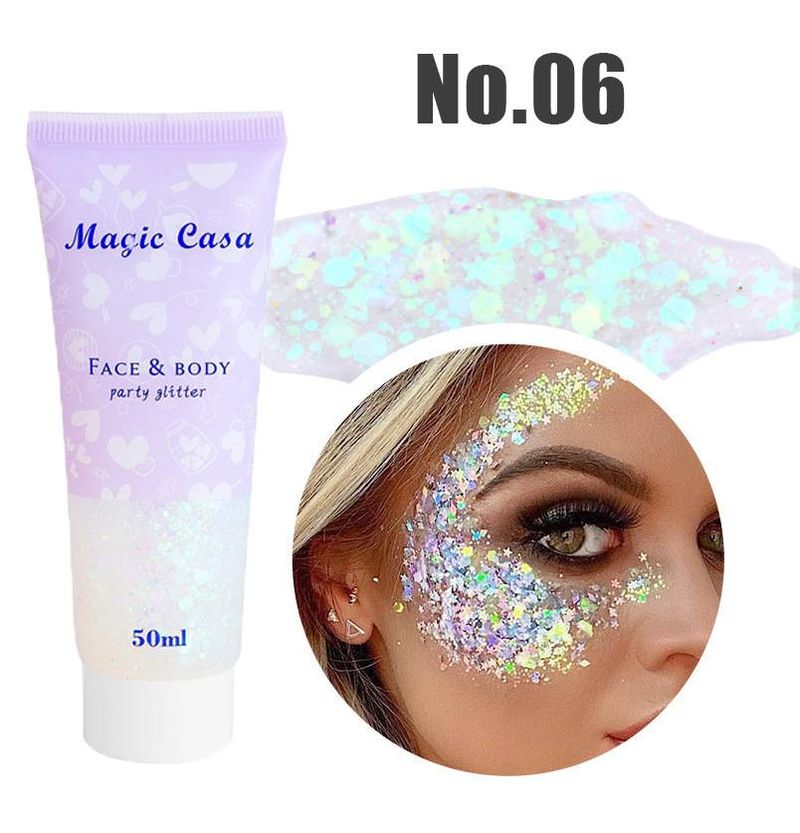 Glitzergel, Meerjungfrauen-Schuppen, für Gesicht, Körper, Lippen, Glitzer, Lidschatten, polarisierendes Bühnen-Make-up_voghion.com