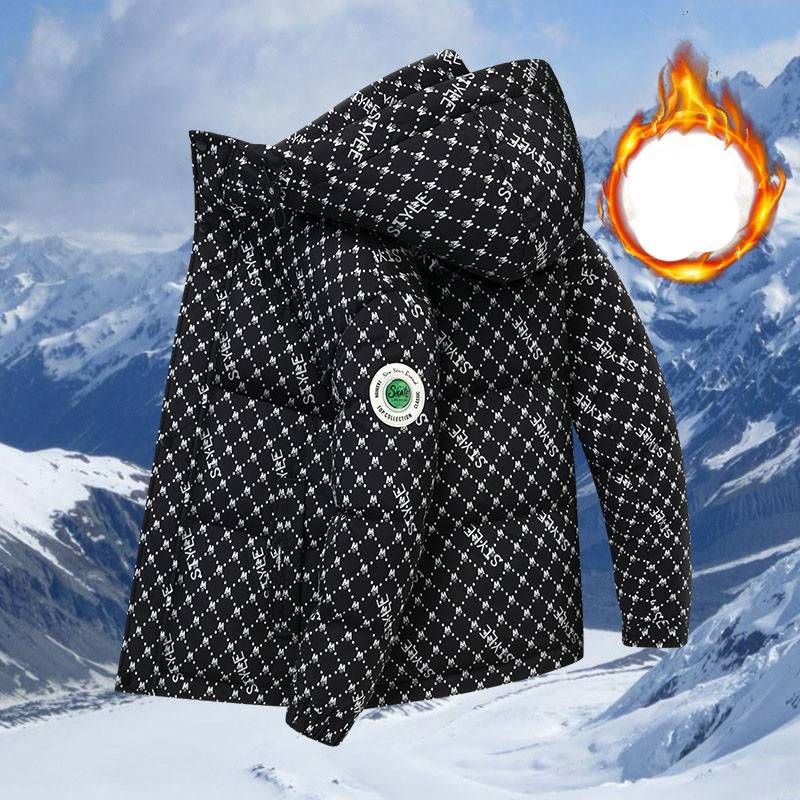 Herrenbekleidung Manteljacke für junge und mittelalte Männer leichte Luxusjacke Winter Herren dicke lässige bedruckte Baumwolljacke mit Kapuze für Studenten_voghion.com