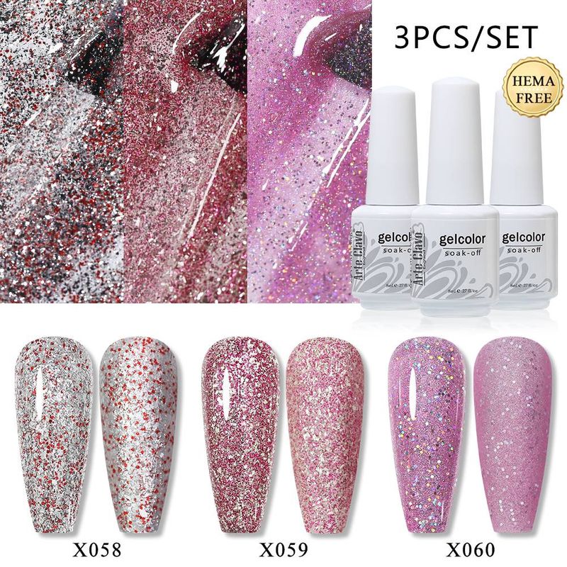Arte Clavo 3 szt. Hema Free Gel Polish Colors Zestaw lakierów do paznokci o trwałym efekcie Długotrwały manicure Baza Top Coat Klasyczny zestaw kolorów_voghion.com