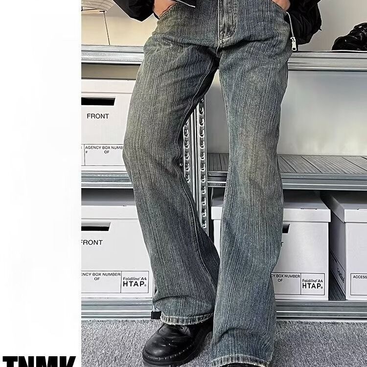 2024 Slim Fit Independent American Style Paris Washed Firecracker Festival Bootcut Micro Flared Jeans Long Pants_voghion.com