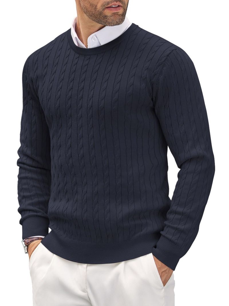 Maglione a trecce slim fit da uomo - Pullover a maniche lunghe traspirante, elasticizzato e lavabile in lavatrice, per casual e business_voghion.com