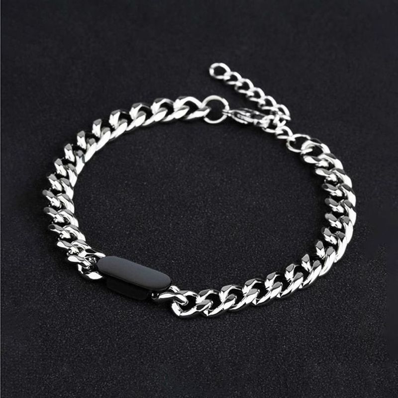 Cuban Bracelet Titanium Steel Trendy Versatile Niche Design Simple Men's Hip-Hop Personality 2023 New Style Hand Jewelry_voghion.com