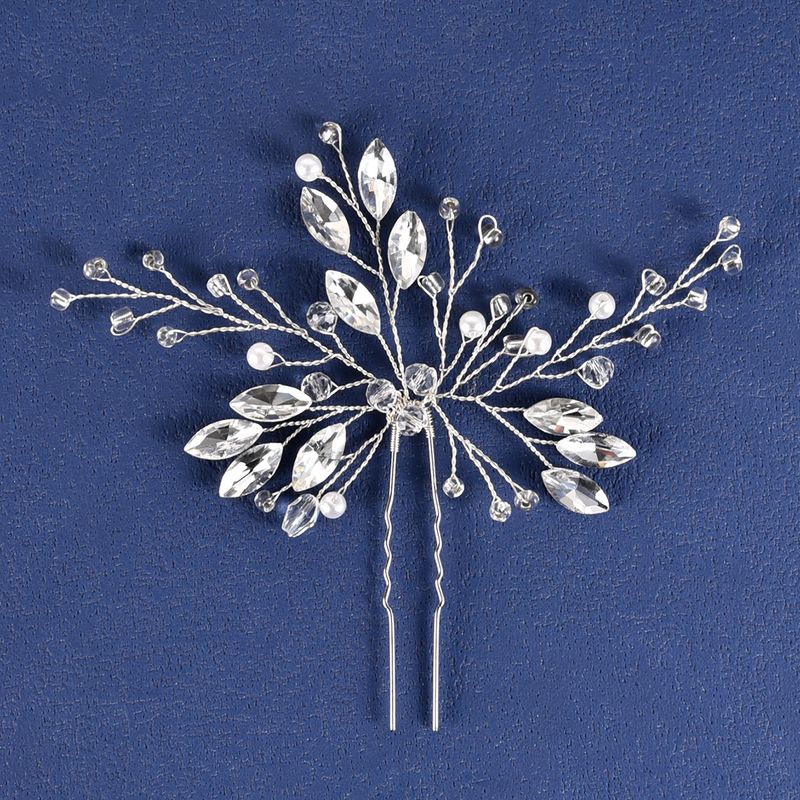 Jóias femininas para casamento, acessórios para cabeça, para moças, feito à mão, pérola, vidro, diamante, grampo de cabelo, garfo em forma de U, vestido de jantar_voghion.com