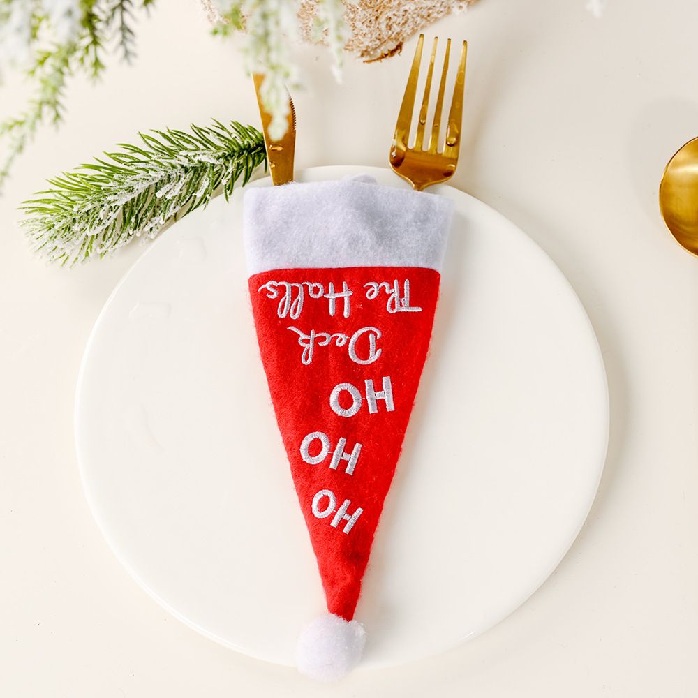 Christmas decorations small hat knife and fork set table decoration knife and fork bag wine bottle set_voghion.com