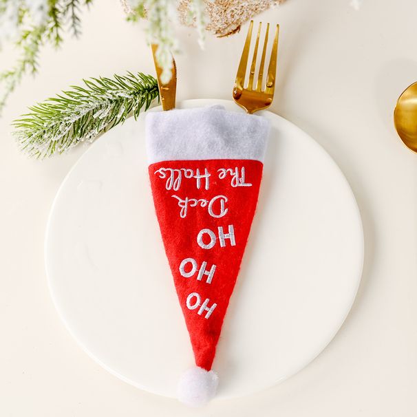 Christmas decorations small hat knife and fork set table decoration knife and fork bag wine bottle set_voghion.com