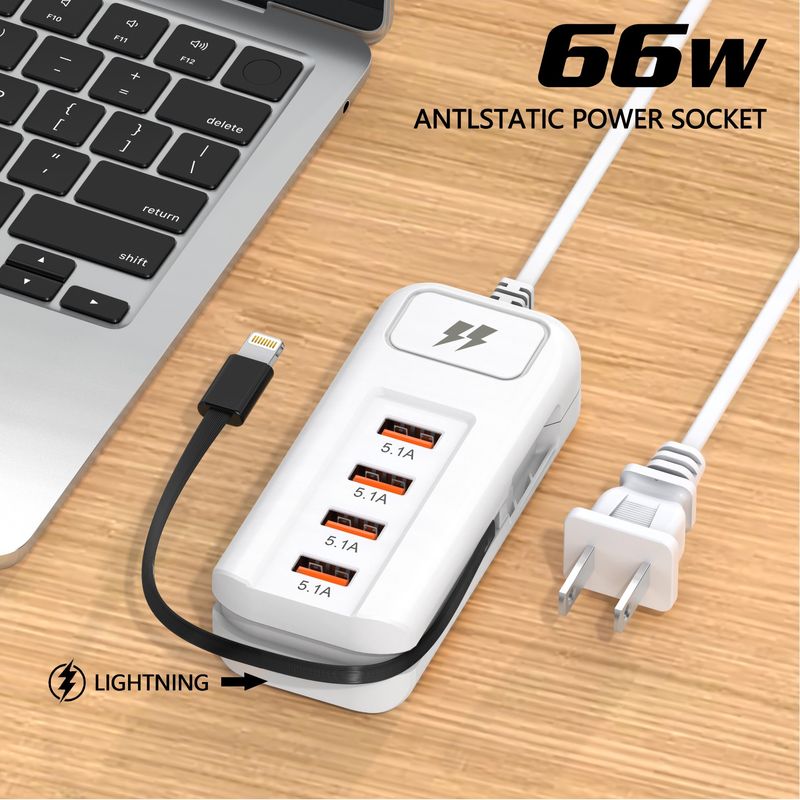 New Plug-in Mobile Phone 4usb Charger Multi-port Dual Pd Fast Charging Head Universal Extension Cord With Type-c Socket._voghion.com