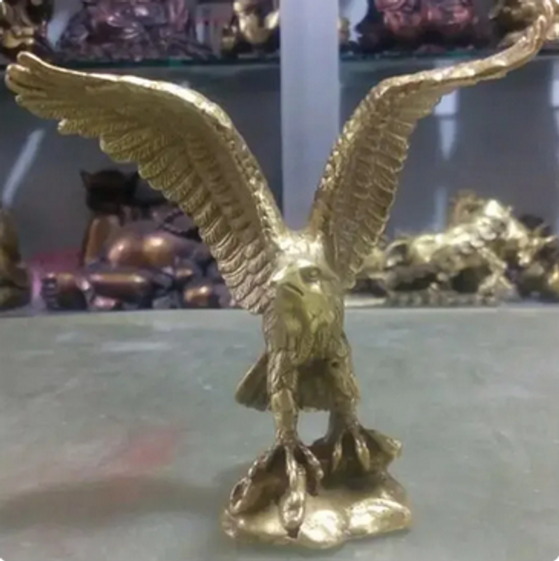 Standbeeld chinoise feng shui en laiton, Standbeeld du roi des oiseaux, aigle, faucon, sortie d'usine en bronze, hauteur 12cm_voghion.com