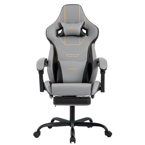 Ergonomic Gaming Chair Office Chair With Lumbar Support, Footrest, Racing Computer Chair Height Adjustable Recline, Grey/Black For Office/Gaming/Study_voghion.com