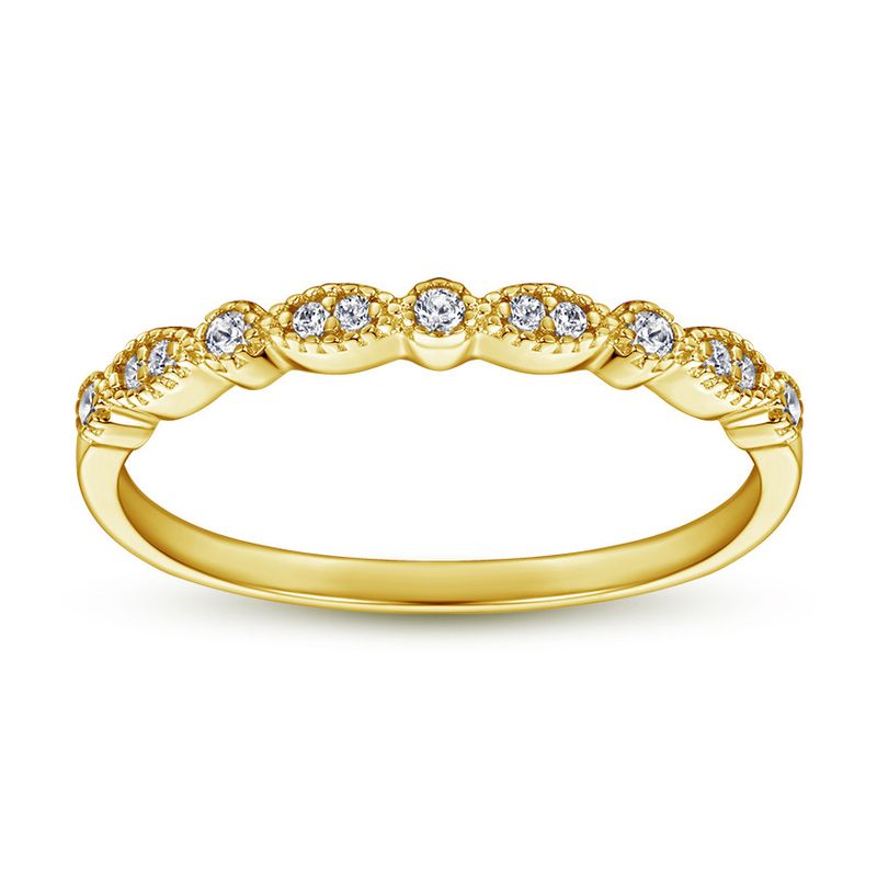 Anello con zirconi micro-pavé - Anello minimalista in argento sterling 925 (regalo di fidanzamento)_voghion.com
