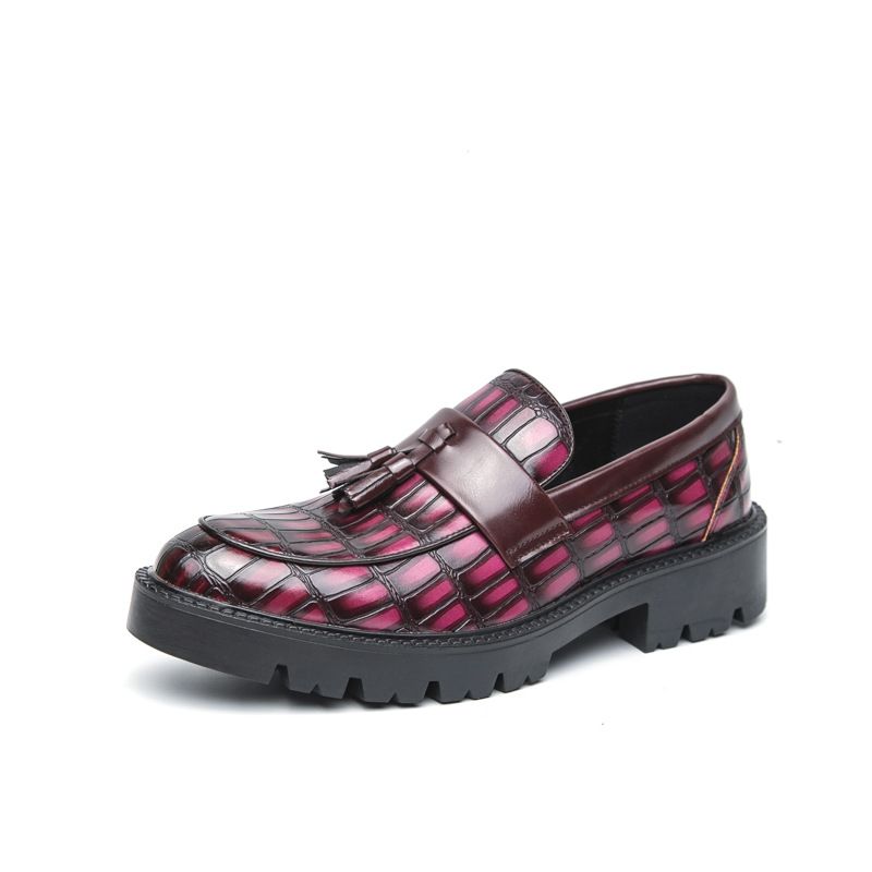Cross-Border Large Size British Style Low-Top Fashion Versatile Thick-Soled Business Leather Slip-On Height-Increasing_voghion.com