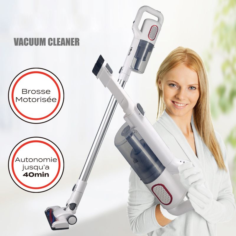 220V Cordless Portable Car Vacuum Cleaner - High Power Handheld Mini Vacuum With Strong Suction For Home & Car Cleaning (White)"_voghion.com