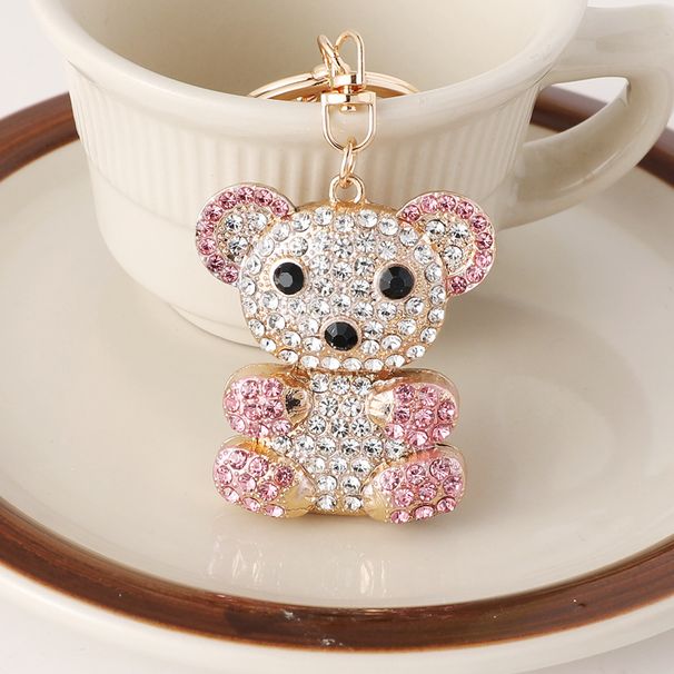 Creativo ciondolo per borsa tempestato di diamanti, orso di peluche, portachiavi in metallo, accessori per auto, piccolo regalo carino_voghion.com