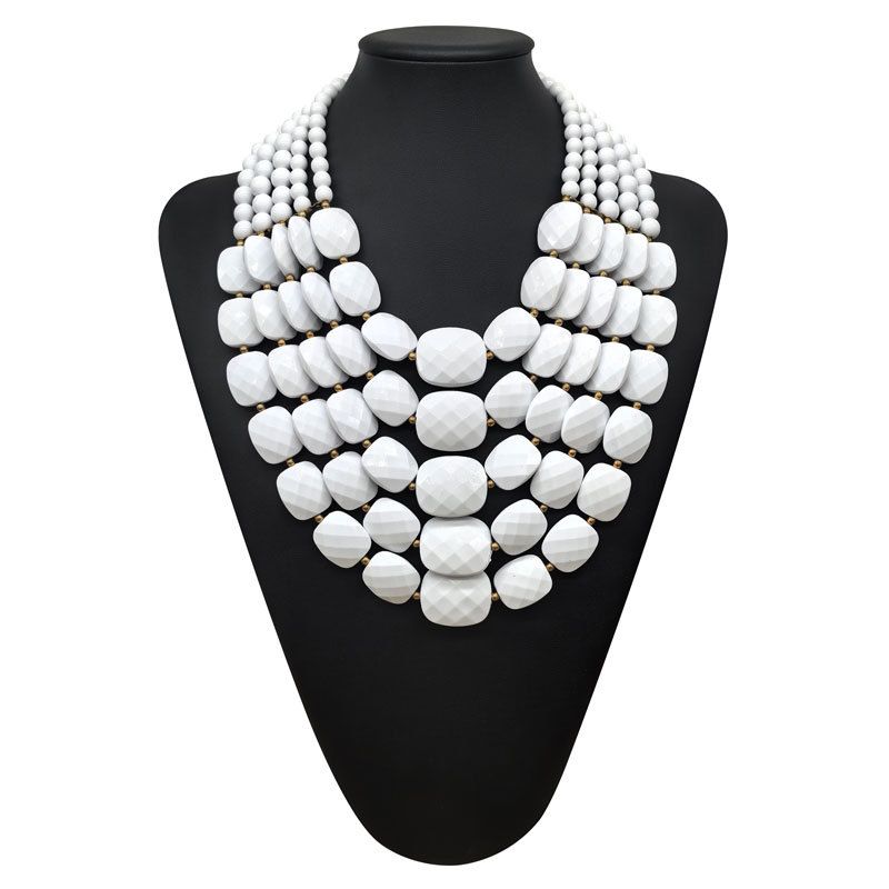 Collana bavaglino da donna con perline geometriche in acrilico multistrato bohémien_voghion.com