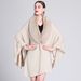 Pelzkragen Umhang Umhang große Größe Strickjacke lockerer Umhangmantel Frau_voghion.com