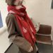 Light luxury designers big personalised women's printed knitted original windproof thickened warm versatile plaid knitted red Christmas scarf_voghion.com