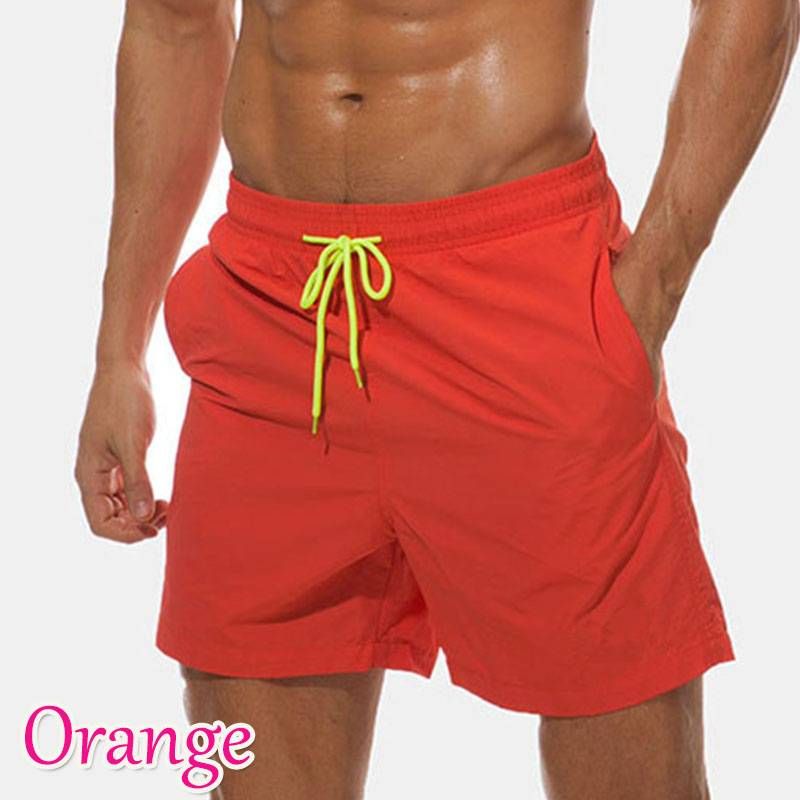 Men's Casual Shorts Solid Color Elastic Waistband_voghion.com