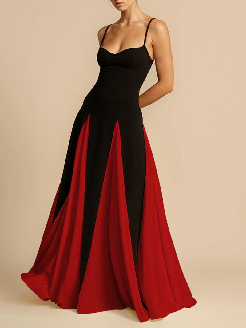 Damenbekleidung Elegante Mode Sexy Nachtclub Trend Off Shoulder Splicing Großer Rock Hosenträgerkleid Damen Abendkleid_voghion.com