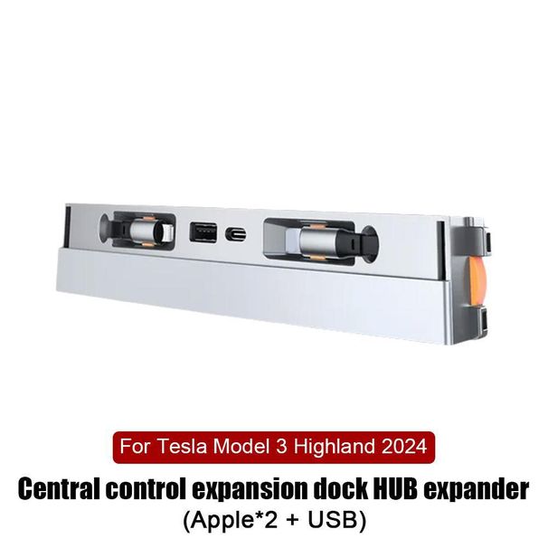 Adecuado para el modelo Tesla 3/Y, base de control central, extensor HUB, adaptador de carga USB, accesorios para automóvil_voghion.com