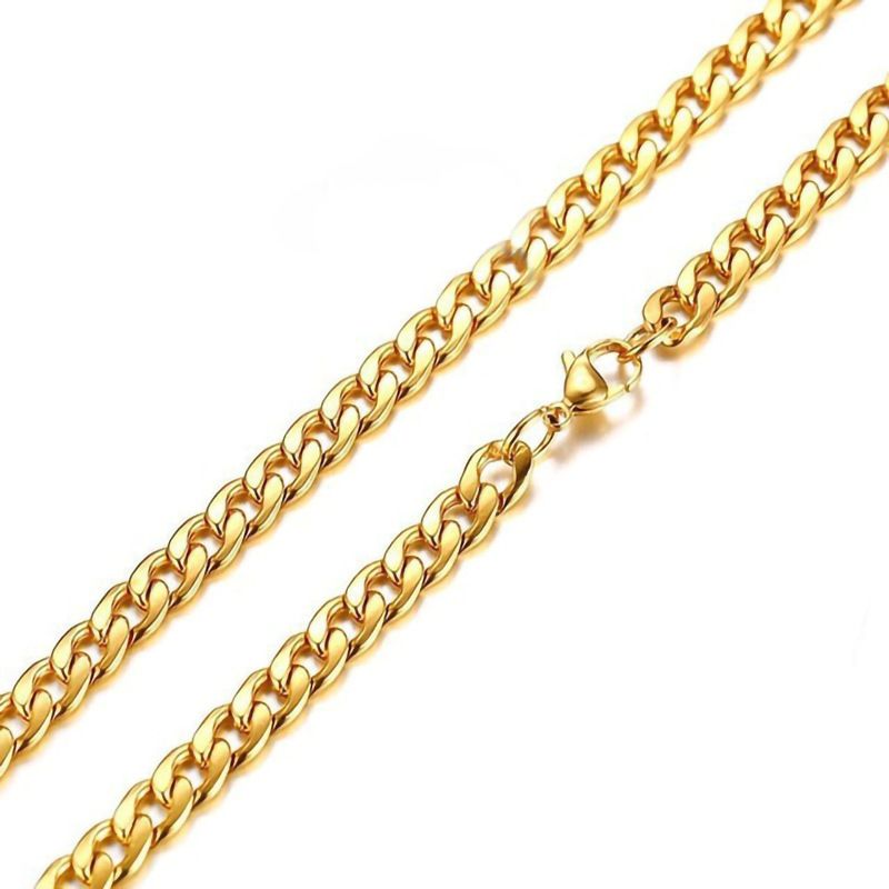 Gold black silver stainless steel men's thick necklace accessories titanium steel chain hip hop fashion chain jewelry NK chain_voghion.com