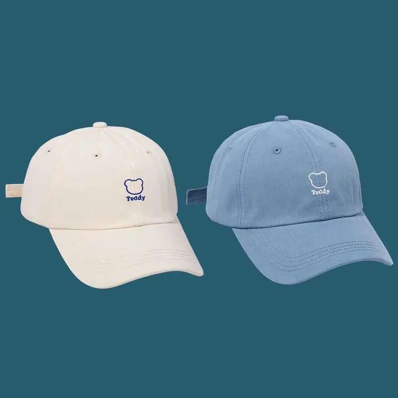 Hot Sale Bear Embroidery Women Baseball Hat Unisex Adjustable Snapback Peaked Cap Soild Color Cotton Bonnet Girls Outdoor Sport_voghion.com