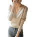 V-neck base sweater for autumn winter, women's inner layer, 2024 early spring new fashionable and stylish small shirt,_voghion.com