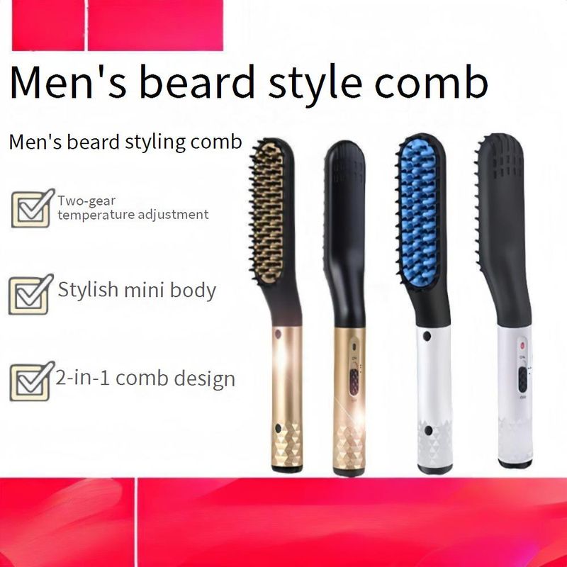 Hair Curler Men's Beard Straightener Beard Straightening Comb Spot New Mini Male Electric Beard Styling Comb_voghion.com