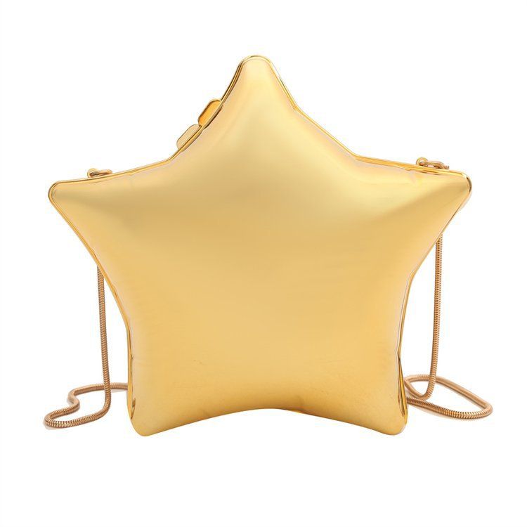 Acrylic shiny five pointed star box, mini change key, lipstick, party hand, crossbody_voghion.com