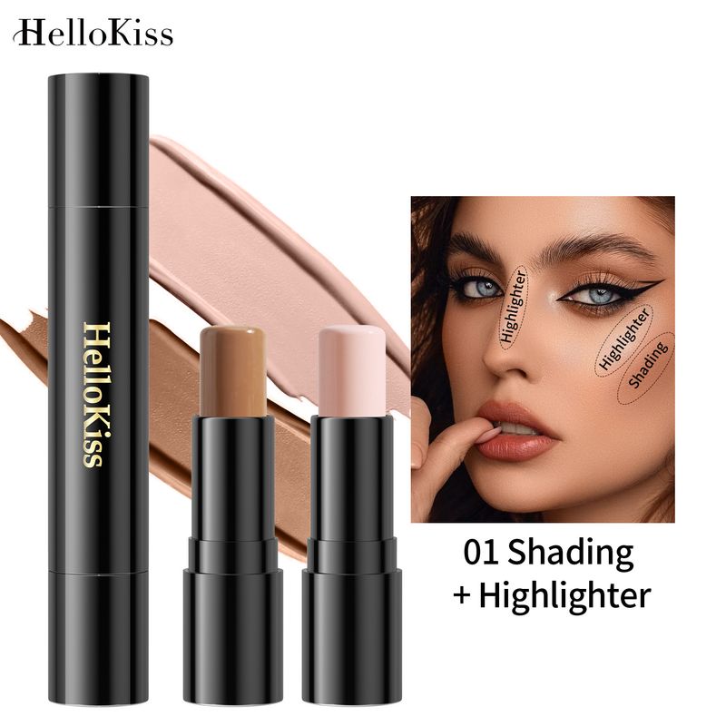 HelloKiss Double Head High gloss Sculpture Stick with Pearlescent Stereoscopic Natural Brightening and Facial Shadow_voghion.com