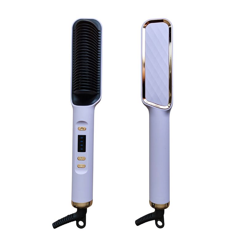 Spazzola lisciante per capelli con display LCD ionico - Pettine lisciante e arricciante 2 in 1 con controllo della temperatura, anti-crespo e protezione dal calore per tutti i tipi di capelli_voghion.com