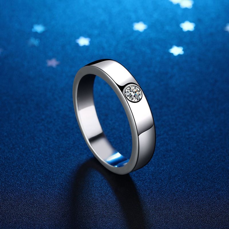 Reines Silber Dominant Ein Karat Moissanit Klassisch Glatt Mode Matt Herren Business Verstellbarer Ring_voghion.com