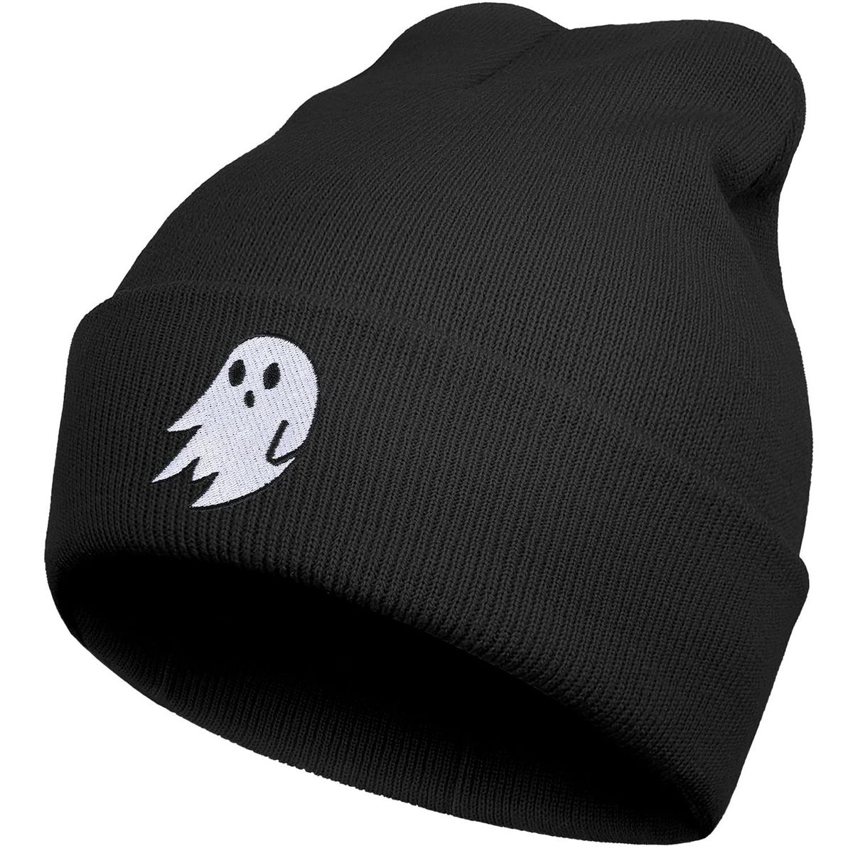 Unique Ghost Embroidered Knitted Hat Street Casual Style Unisex Versatile Daily Wear, Winter Warmth And Cold Protection_voghion.com