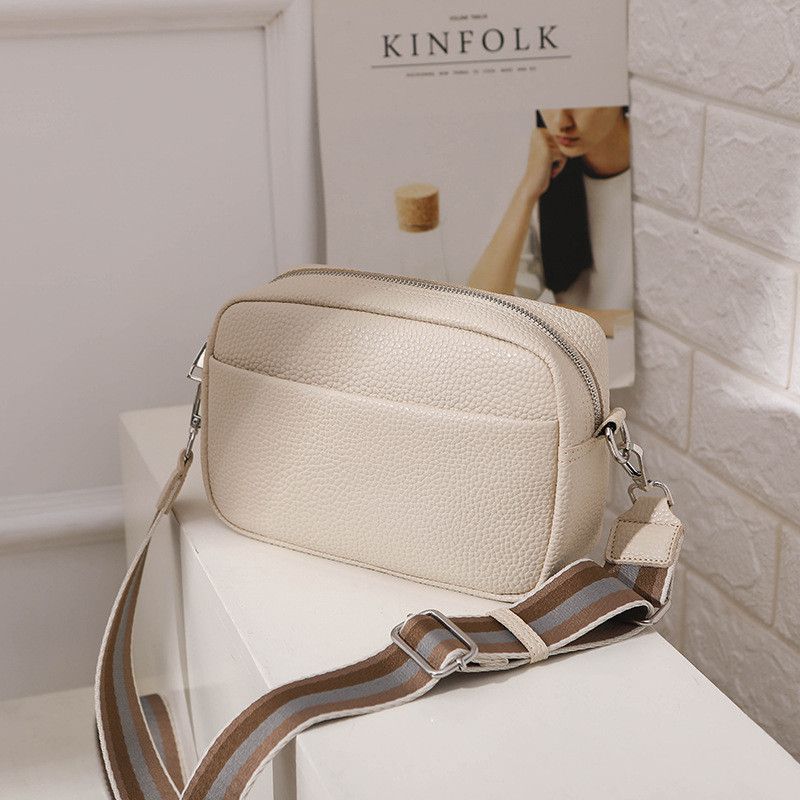 Leather Square Bag For Women 2023 Crossbody Shoulder Messenger Bags Ladies Wide Strap Sling Handbags Satchels Tote White_voghion.com