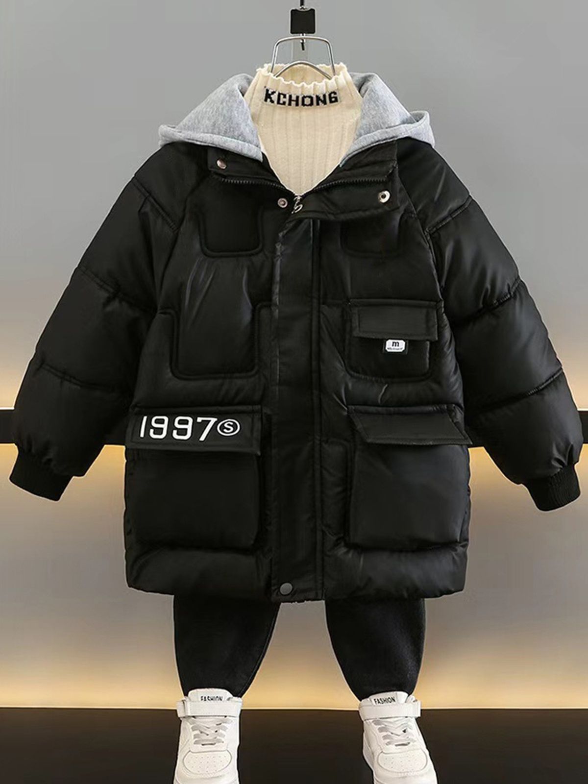 New Winter Boys' Cotton Padded Jacket For Children's Middle And Large Children With Plush Down Cotton To Keep Warm_voghion.com