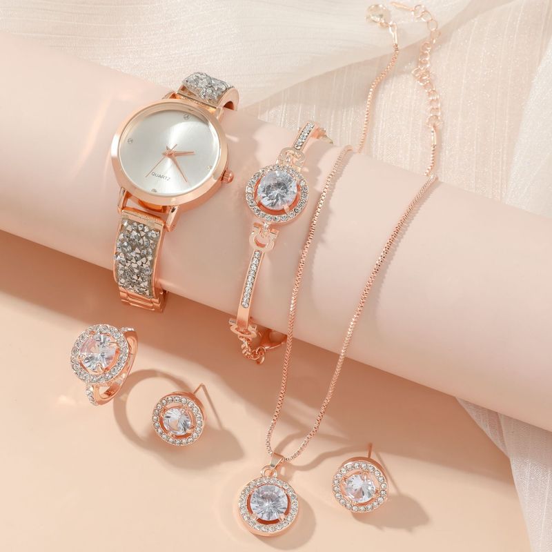 hot selling luxury set box versatile atmosphere flash diamond strap ladies five piece gift box quartz wrist watch_voghion.com