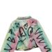 Women's Clothing Short Denim Jacket Early Spring New Small Size Slim Goods Hand Painted Graffiti Design Long Sleeved Top_voghion.com