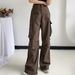 Design multi-pocket overalls for women  American style hot girl loose high waist slim wide leg mopping trousers_voghion.com